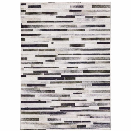 8' X 10' Grey Charcoal And Beige Geometric Power Loom Stain Resistant Area Rug - Homeroots - Flyclothing LLC