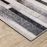 9' X 12' Grey Charcoal And Beige Geometric Power Loom Stain Resistant Area Rug - Homeroots