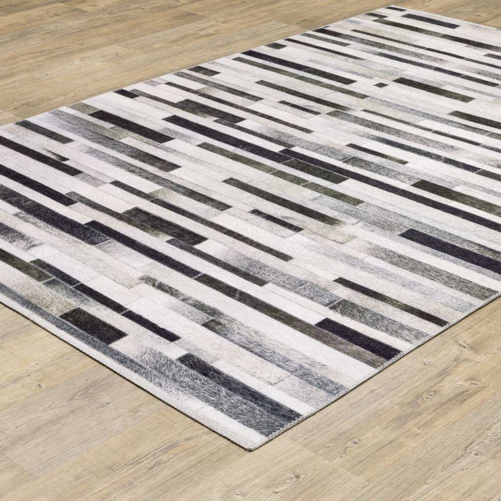 9' X 12' Grey Charcoal And Beige Geometric Power Loom Stain Resistant Area Rug - Homeroots - Flyclothing LLC