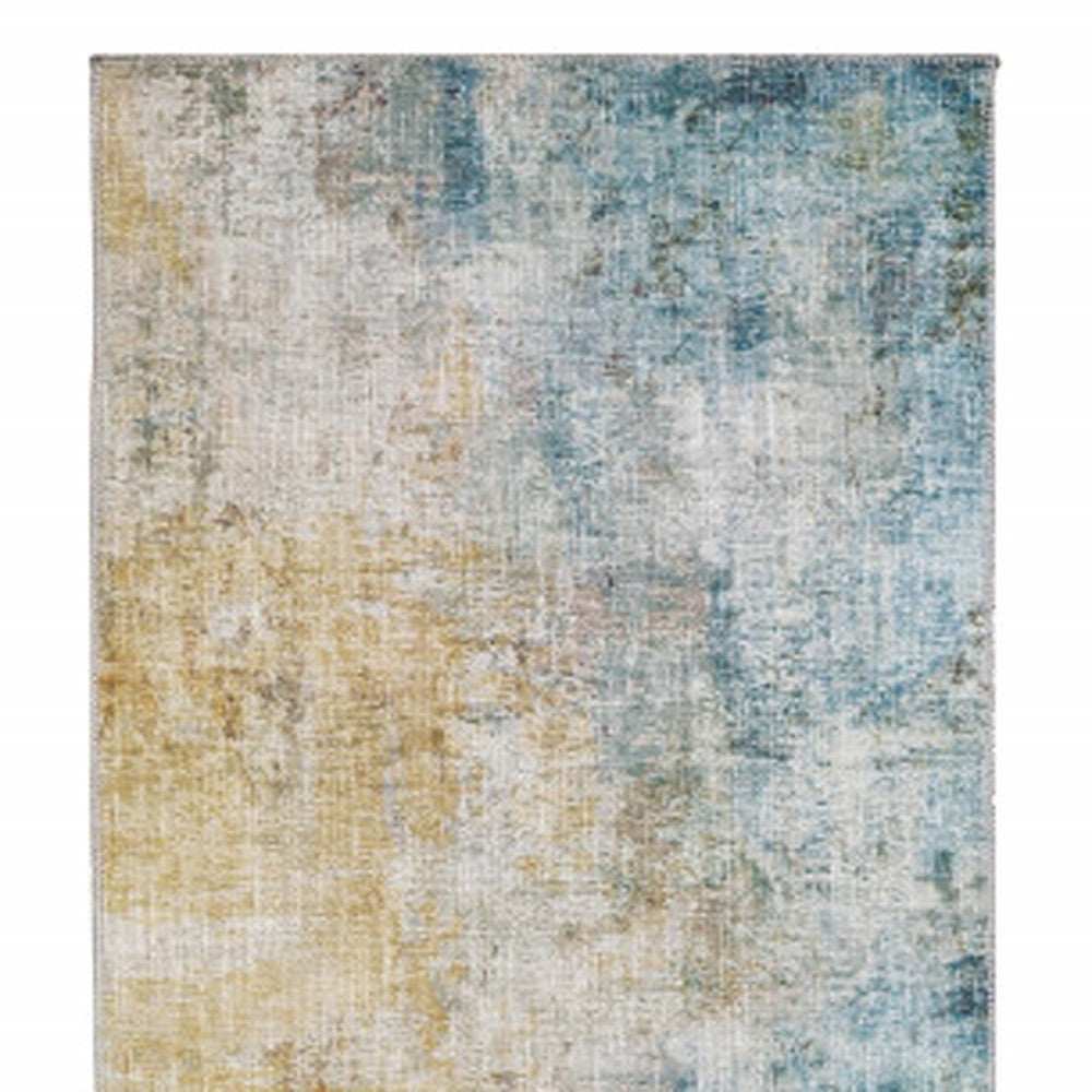 2' X 8' Blue And Yellow Abstract Power Loom Stain Resistant Runner Rug - Homeroots - Flyclothing LLC