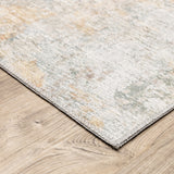 2' X 8' Blue And Yellow Abstract Power Loom Stain Resistant Runner Rug