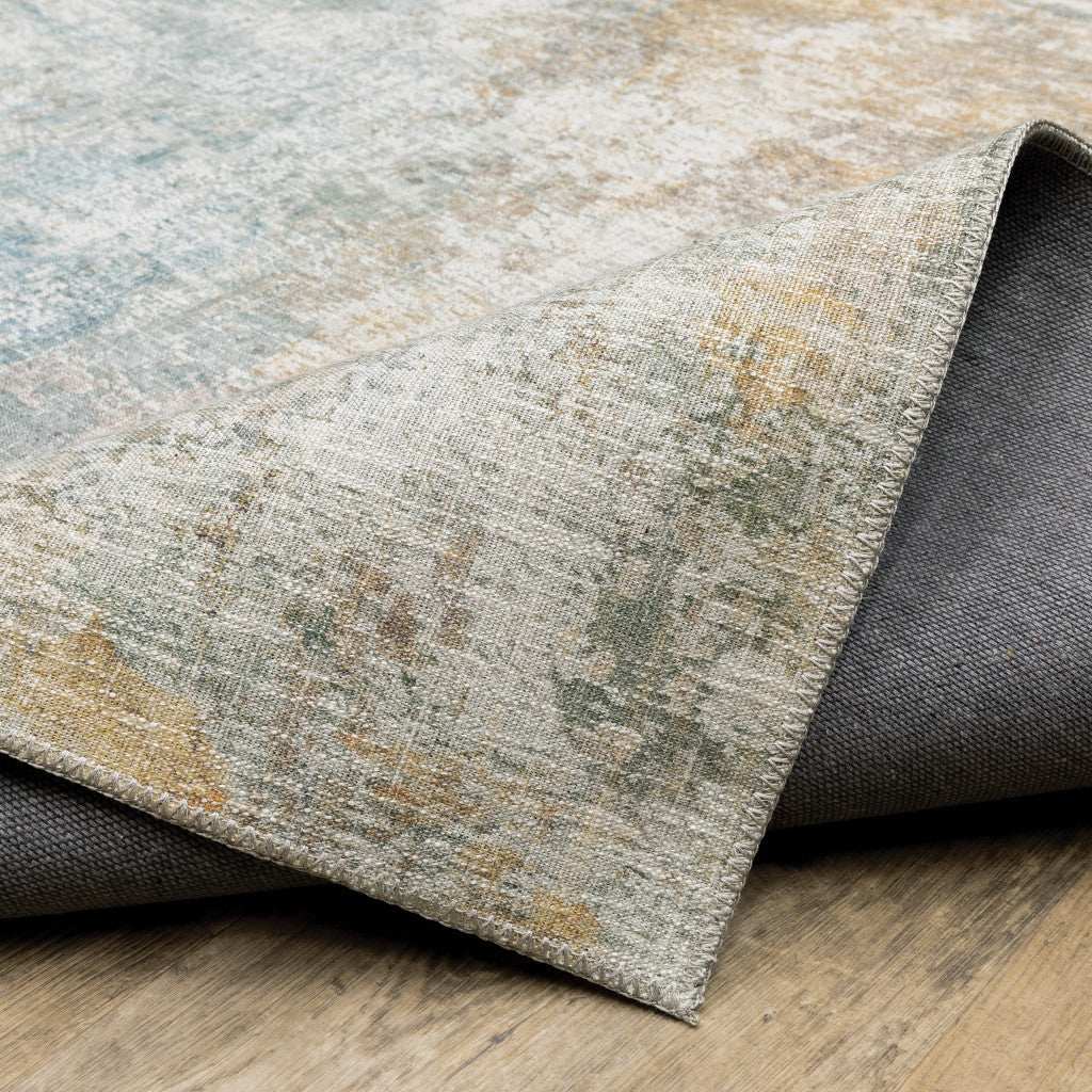 2' X 8' Blue And Yellow Abstract Power Loom Stain Resistant Runner Rug - Homeroots - Flyclothing LLC