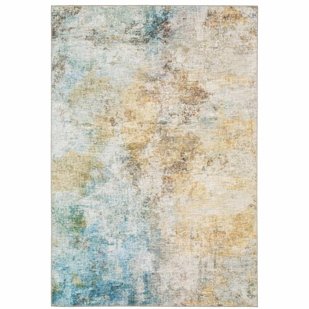 9' X 12' Blue And Yellow Abstract Power Loom Stain Resistant Area Rug - Homeroots - Flyclothing LLC