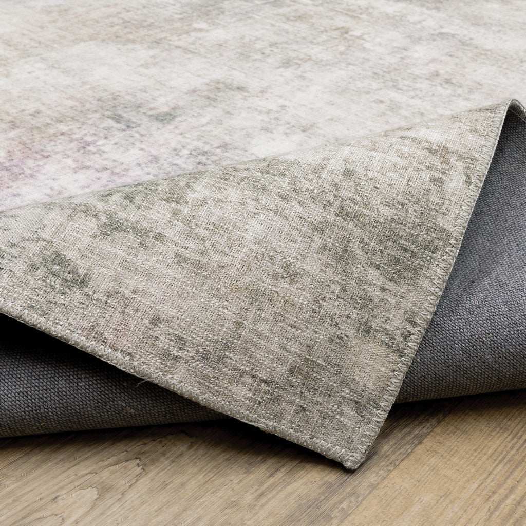 2' X 8' Beige Blue Grey Green Brown And Purple Abstract Power Loom Stain Resistant Runner Rug - Homeroots - Flyclothing LLC