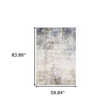 5' X 7' Beige Blue Grey Green Brown And Purple Abstract Power Loom Stain Resistant Area Rug - Homeroots - Flyclothing LLC