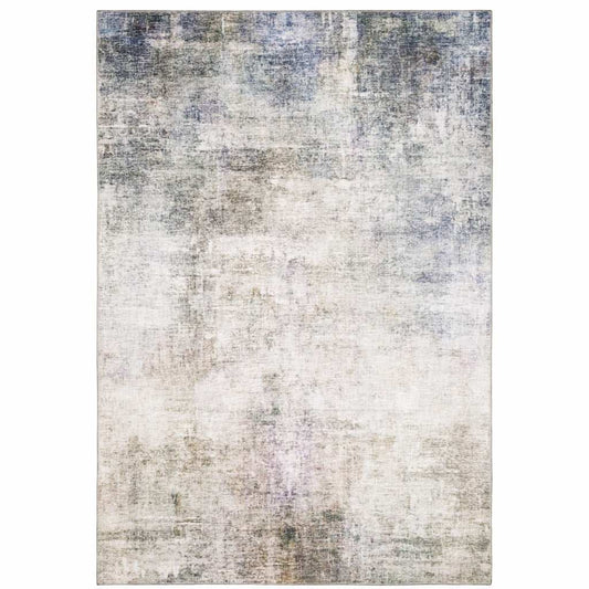 5' X 7' Beige Blue Grey Green Brown And Purple Abstract Power Loom Stain Resistant Area Rug - Homeroots - Flyclothing LLC