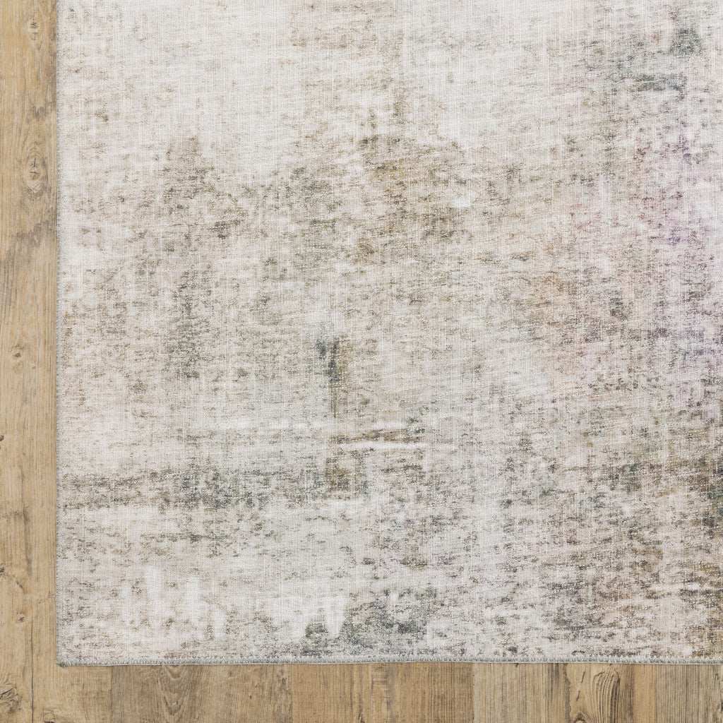 5' X 7' Beige Blue Grey Green Brown And Purple Abstract Power Loom Stain Resistant Area Rug - Homeroots - Flyclothing LLC