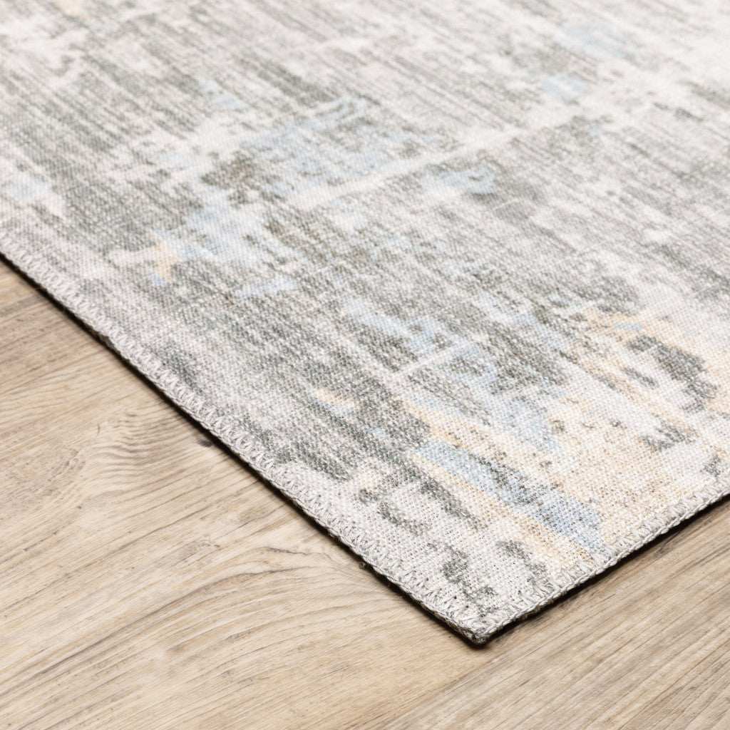 2' X 8' Gray And Ivory Abstract Power Loom Stain Resistant Runner Rug - Homeroots - Flyclothing LLC