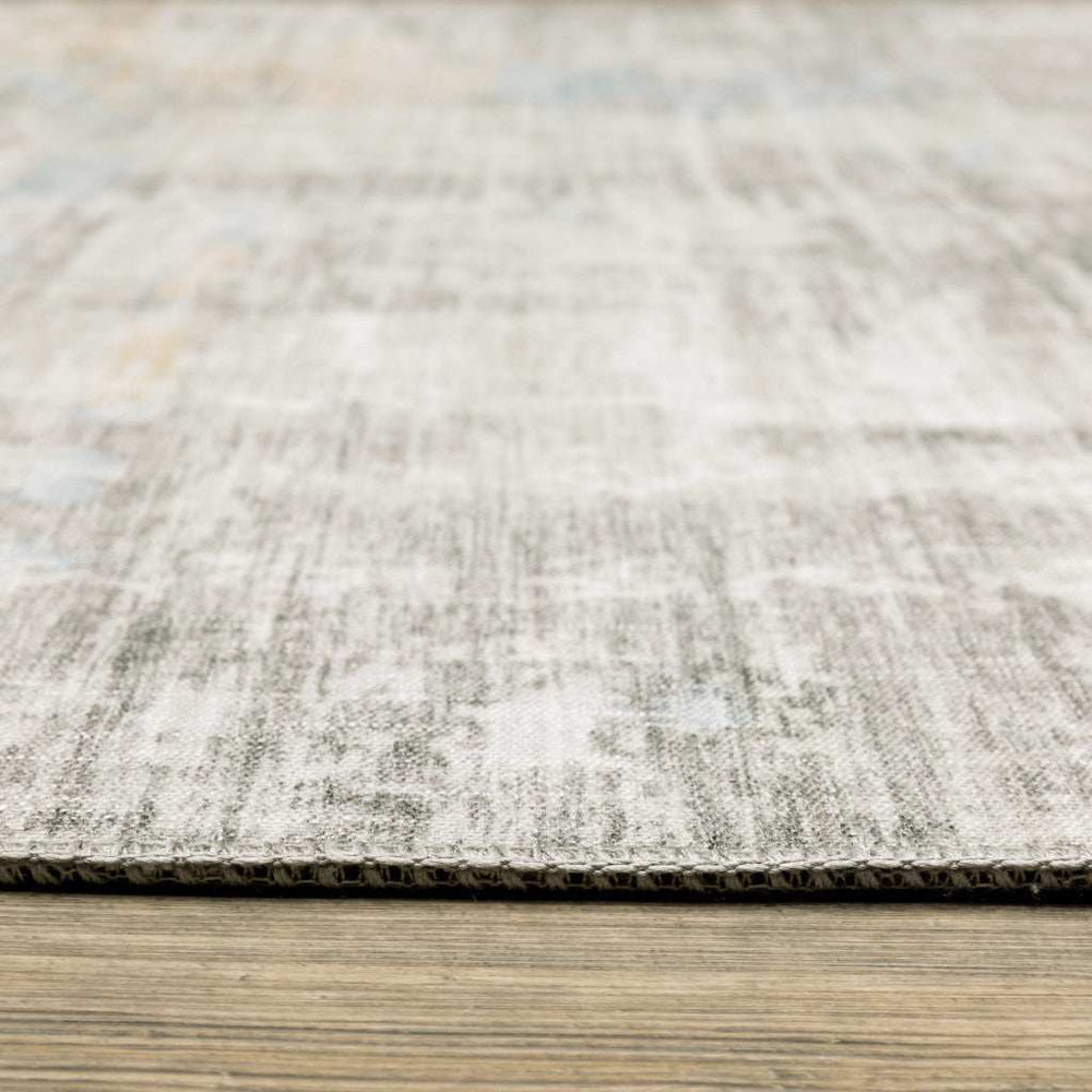 2' X 8' Gray And Ivory Abstract Power Loom Stain Resistant Runner Rug - Homeroots - Flyclothing LLC