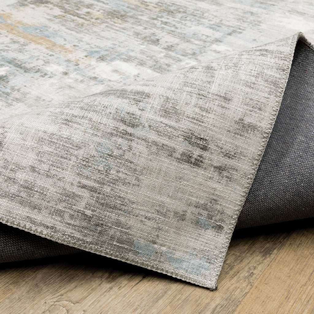 2' X 8' Gray And Ivory Abstract Power Loom Stain Resistant Runner Rug - Homeroots - Flyclothing LLC