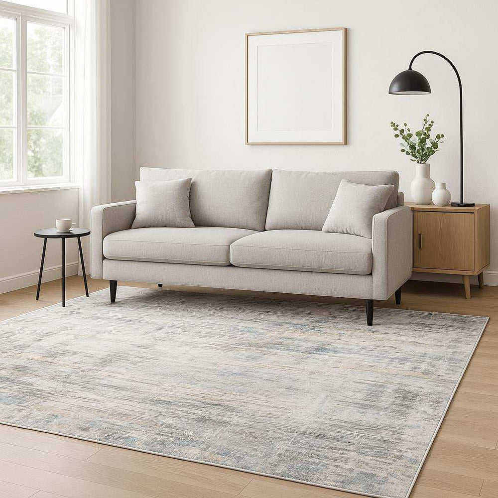 5' X 7' Gray And Ivory Abstract Power Loom Stain Resistant Area Rug - Homeroots - Flyclothing LLC