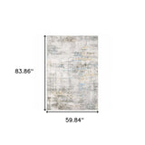 5' X 7' Gray And Ivory Abstract Power Loom Stain Resistant Area Rug - Homeroots - Flyclothing LLC