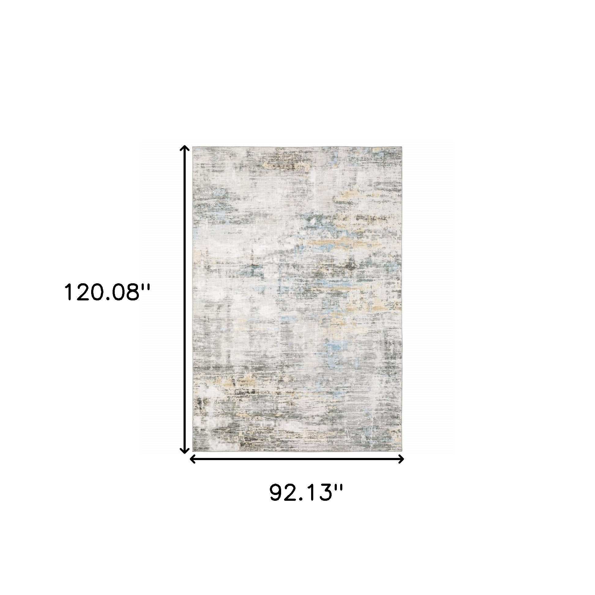 8' X 10' Grey Gold Blue Beige And Green Abstract Power Loom Stain Resistant Area Rug - Homeroots - Flyclothing LLC