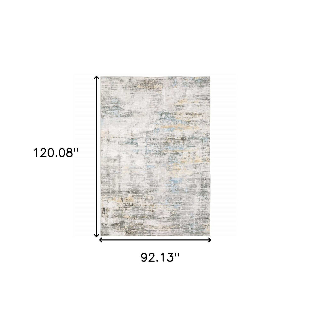 8' X 10' Grey Gold Blue Beige And Green Abstract Power Loom Stain Resistant Area Rug - Homeroots - Flyclothing LLC