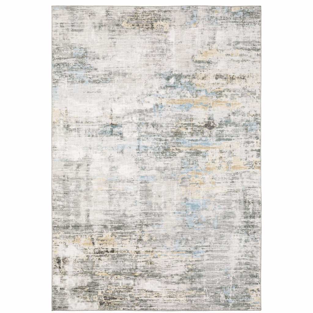 9' X 12' Gray And Ivory Abstract Power Loom Stain Resistant Area Rug - Homeroots - Flyclothing LLC