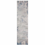 2' X 8' Grey And Blue Abstract Power Loom Stain Resistant Runner Rug - Homeroots