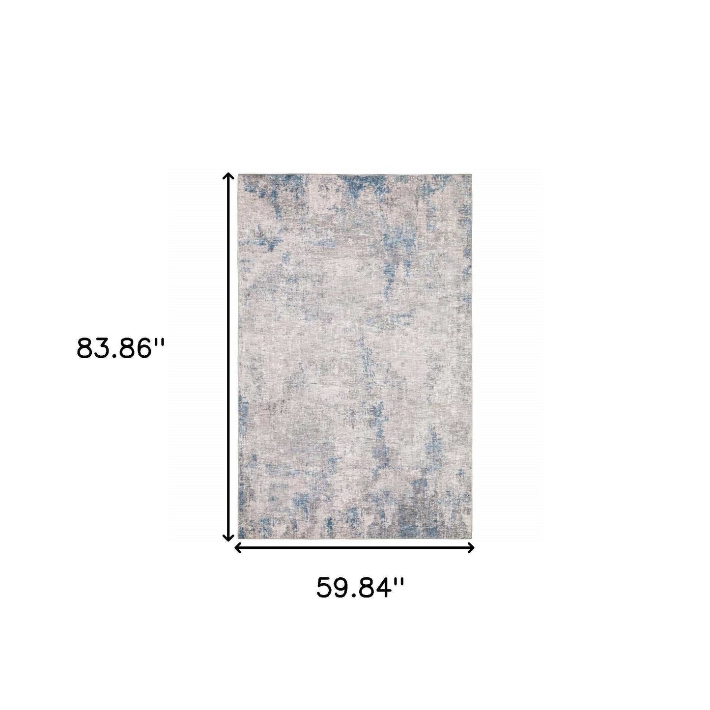 5' X 7' Grey And Blue Abstract Power Loom Stain Resistant Area Rug - Homeroots - Flyclothing LLC