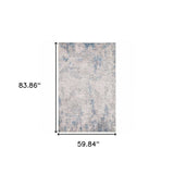 5' X 7' Grey And Blue Abstract Power Loom Stain Resistant Area Rug - Homeroots - Flyclothing LLC