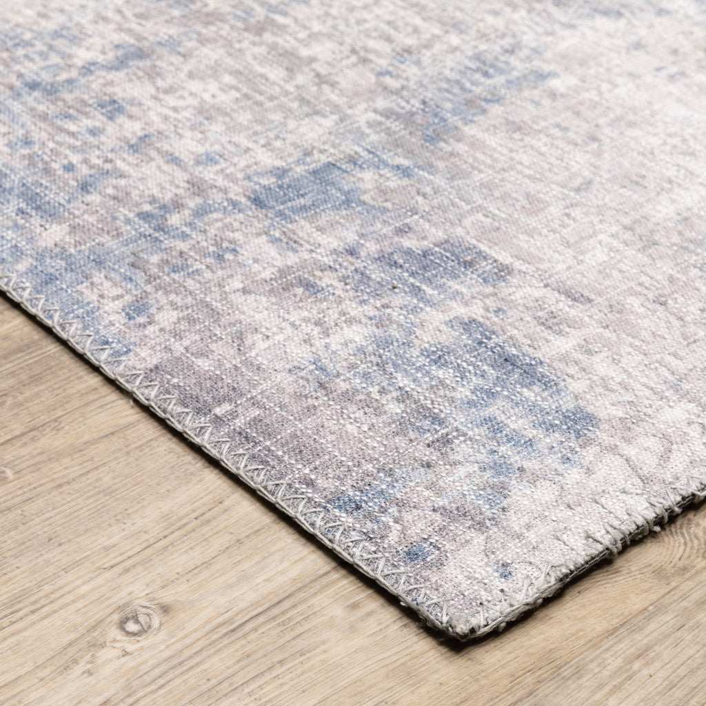 5' X 7' Grey And Blue Abstract Power Loom Stain Resistant Area Rug - Homeroots - Flyclothing LLC