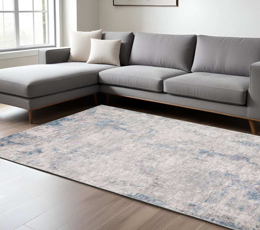 8' X 10' Grey And Blue Abstract Power Loom Stain Resistant Area Rug - Homeroots - Flyclothing LLC
