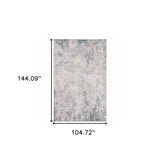 9' X 12' Grey And Blue Abstract Power Loom Stain Resistant Area Rug - Homeroots - Flyclothing LLC