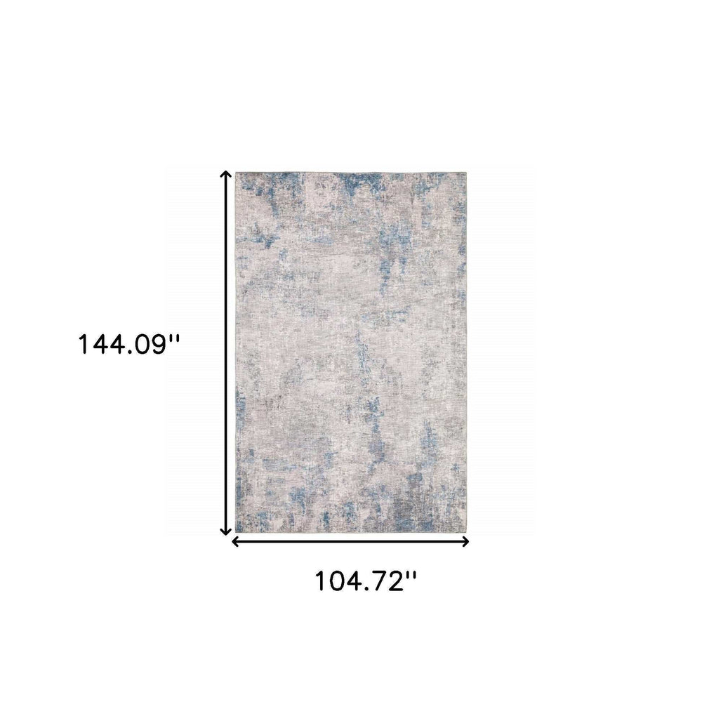 9' X 12' Grey And Blue Abstract Power Loom Stain Resistant Area Rug - Homeroots - Flyclothing LLC