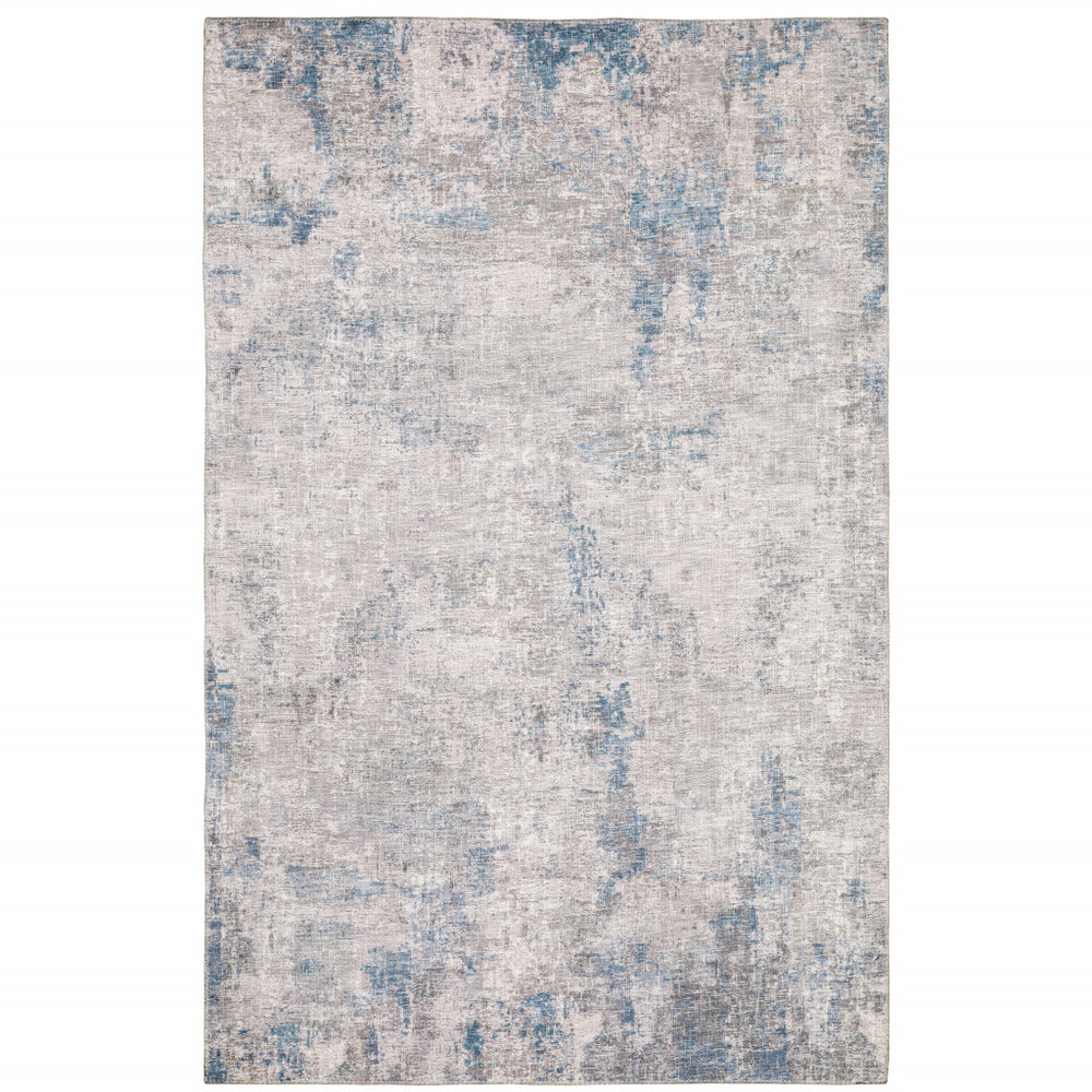 9' X 12' Grey And Blue Abstract Power Loom Stain Resistant Area Rug - Homeroots
