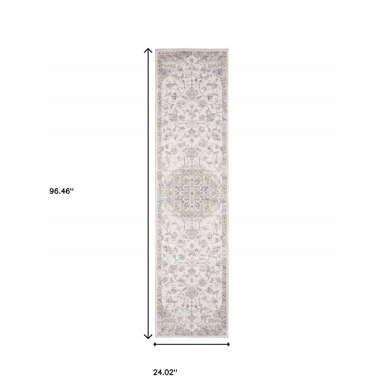 2' X 8' Beige Gold And Grey Oriental Power Loom Stain Resistant Runner Rug - Homeroots - Flyclothing LLC