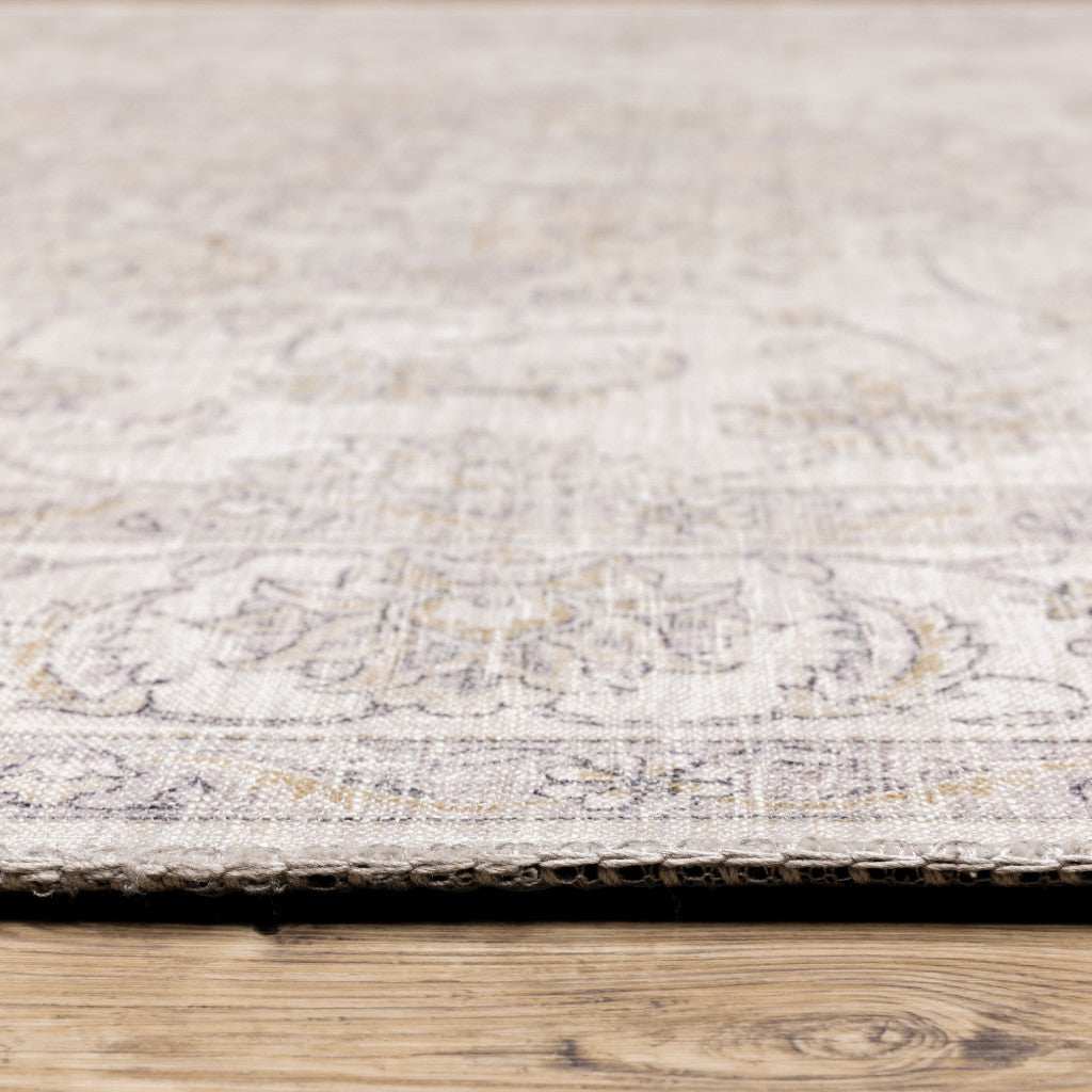 2' X 8' Beige Gold And Grey Oriental Power Loom Stain Resistant Runner Rug - Homeroots - Flyclothing LLC