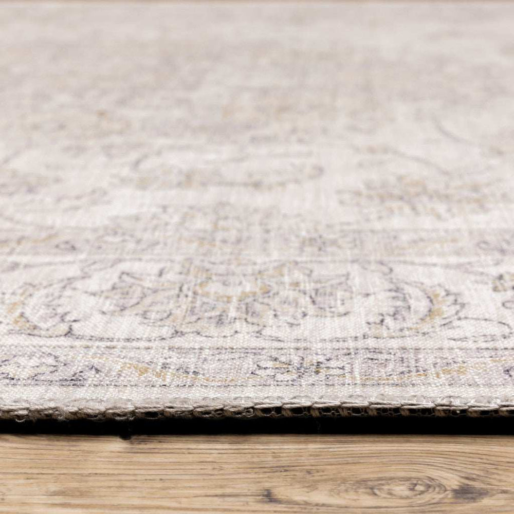 2' X 8' Beige Gold And Grey Oriental Power Loom Stain Resistant Runner Rug - Homeroots - Flyclothing LLC
