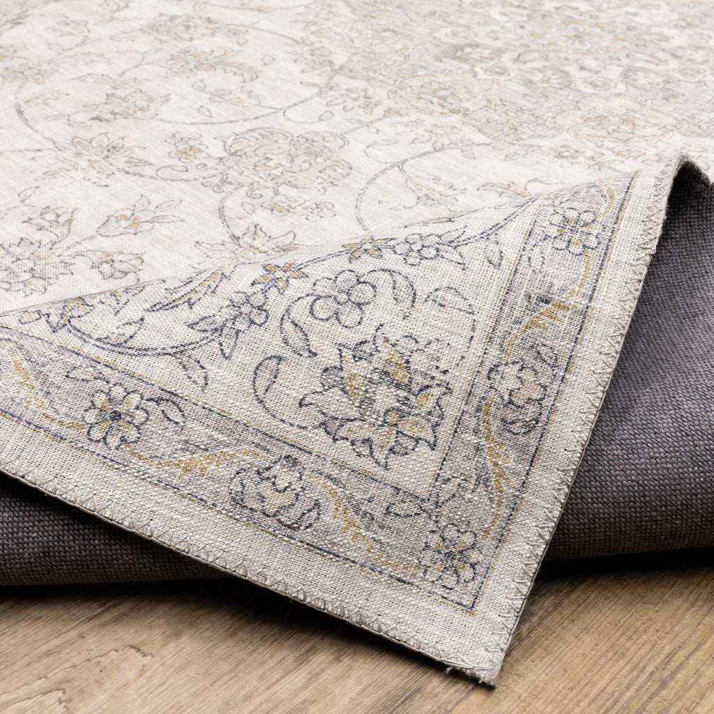 2' X 8' Beige Gold And Grey Oriental Power Loom Stain Resistant Runner Rug - Homeroots - Flyclothing LLC