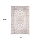5' X 7' Beige Gold And Grey Oriental Power Loom Stain Resistant Area Rug - Homeroots - Flyclothing LLC