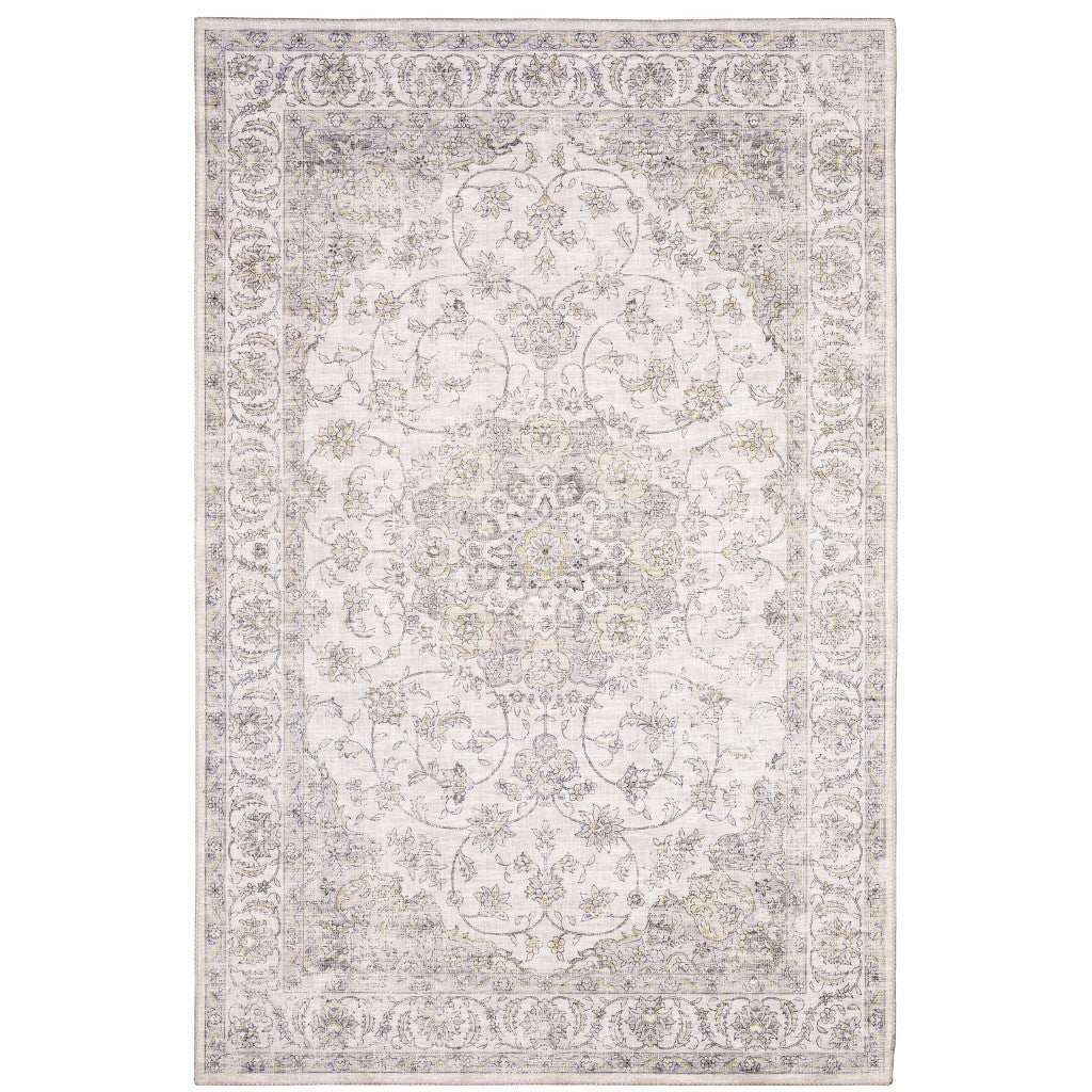 8' X 10' Beige Gold And Grey Oriental Power Loom Stain Resistant Area Rug - Homeroots - Flyclothing LLC