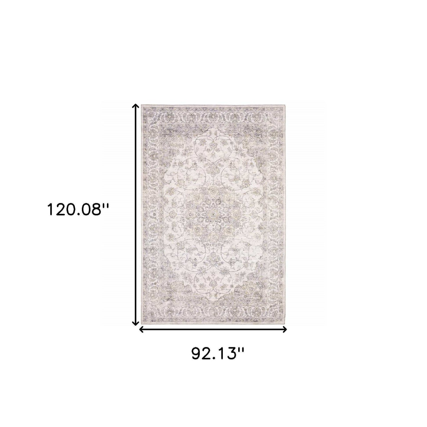 8' X 10' Beige Gold And Grey Oriental Power Loom Stain Resistant Area Rug - Homeroots - Flyclothing LLC