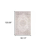 8' X 10' Beige Gold And Grey Oriental Power Loom Stain Resistant Area Rug - Homeroots - Flyclothing LLC