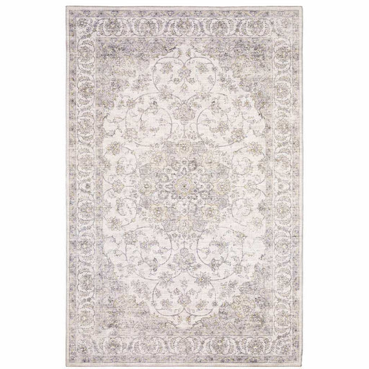 8' X 10' Beige Gold And Grey Oriental Power Loom Stain Resistant Area Rug - Homeroots - Flyclothing LLC