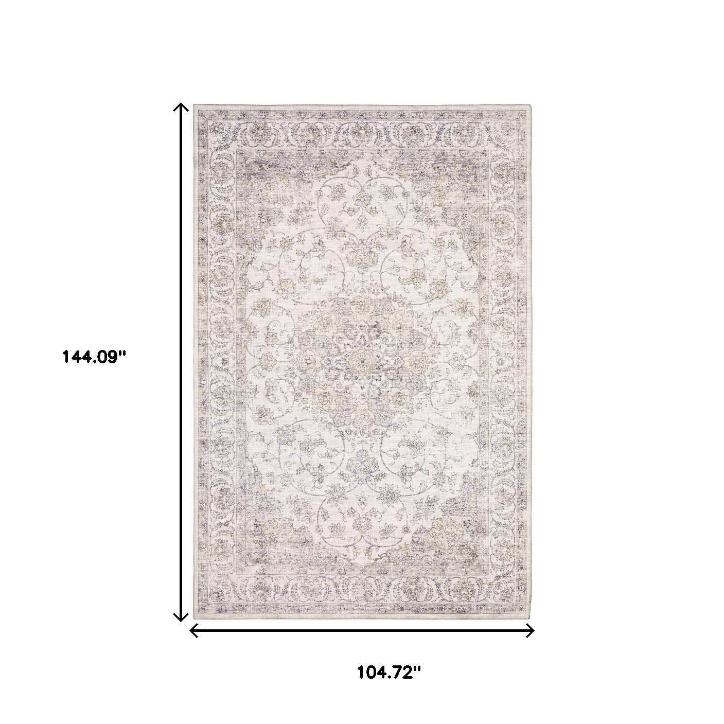 9' X 12' Beige Gold And Grey Oriental Power Loom Stain Resistant Area Rug - Homeroots - Flyclothing LLC