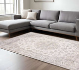 9' X 12' Beige Gold And Grey Oriental Power Loom Stain Resistant Area Rug - Homeroots - Flyclothing LLC