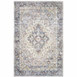 5' X 7' Blue Gold Grey Orange Yellow And Purple Oriental Power Loom Stain Resistant Area Rug - Homeroots - Flyclothing LLC