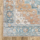 2' X 8' Orange Blue Teal Green And Beige Oriental Power Loom Stain Resistant Runner Rug - Homeroots - Flyclothing LLC