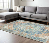 9' X 12' Blue Oriental Power Loom Stain Resistant Area Rug - Homeroots - Flyclothing LLC
