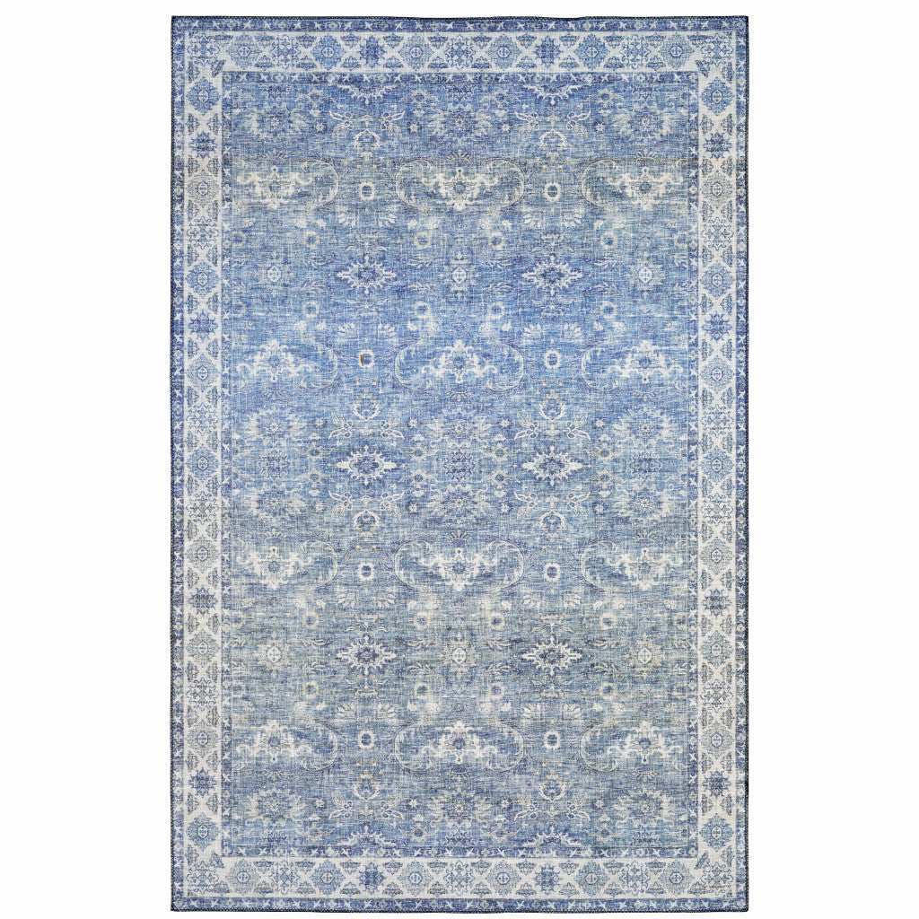 5' X 7' Blue And Grey Oriental Power Loom Stain Resistant Area Rug - Homeroots - Flyclothing LLC
