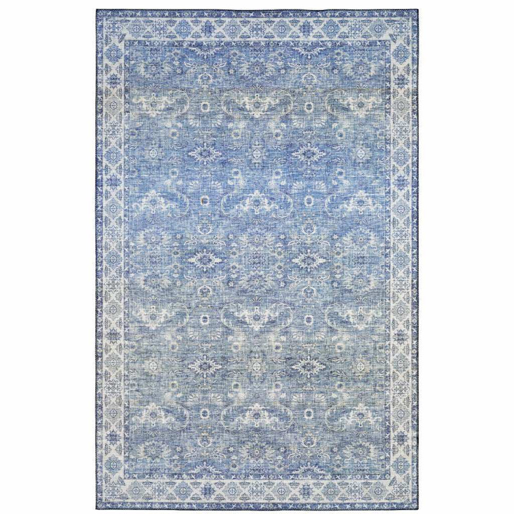 5' X 7' Blue And Grey Oriental Power Loom Stain Resistant Area Rug - Homeroots - Flyclothing LLC