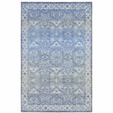 8' X 10' Blue And Grey Oriental Power Loom Stain Resistant Area Rug - Homeroots