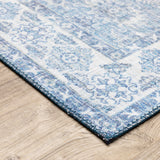 8' X 10' Blue And Grey Oriental Power Loom Stain Resistant Area Rug - Homeroots