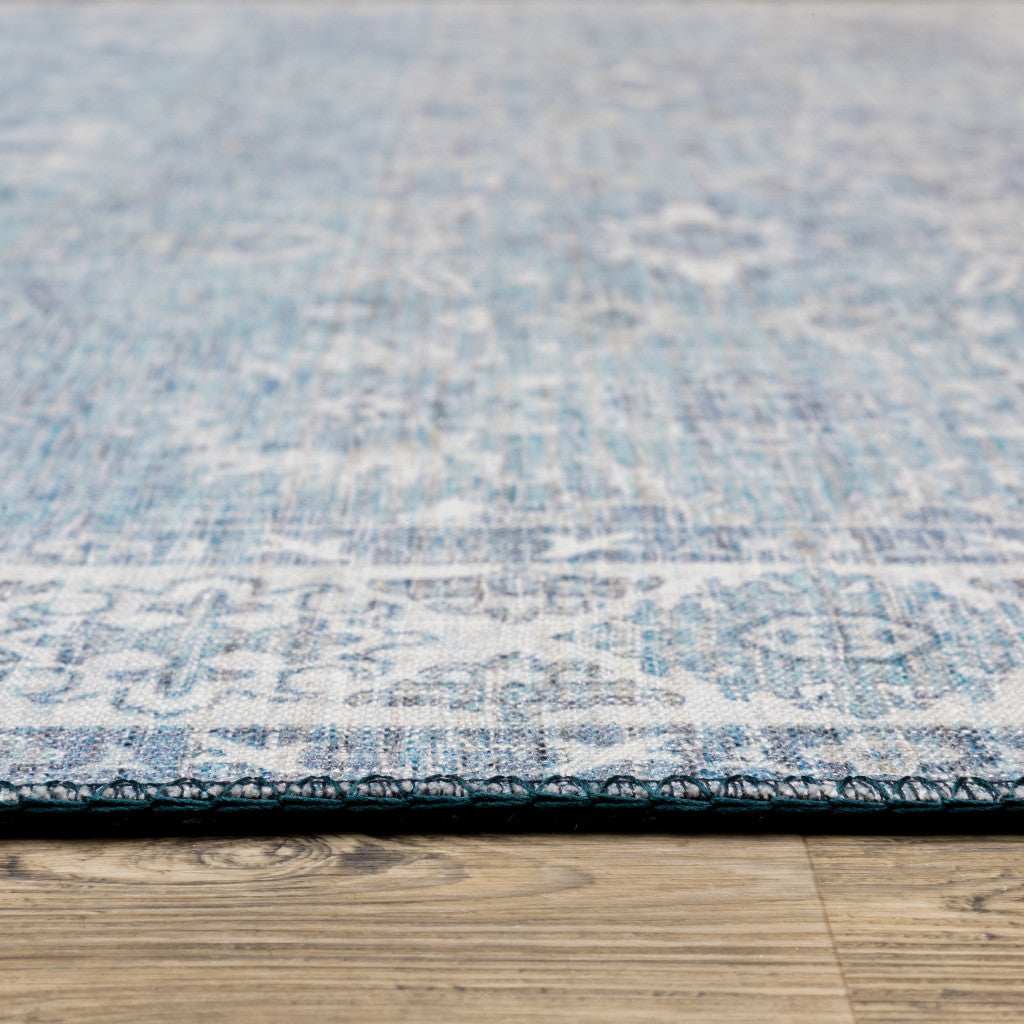 8' X 10' Blue And Grey Oriental Power Loom Stain Resistant Area Rug - Homeroots - Flyclothing LLC