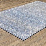 8' X 10' Blue And Grey Oriental Power Loom Stain Resistant Area Rug - Homeroots