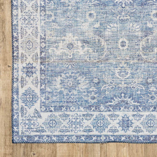 8' X 10' Blue And Grey Oriental Power Loom Stain Resistant Area Rug - Homeroots - Flyclothing LLC