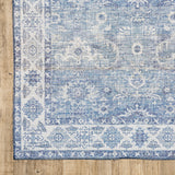 8' X 10' Blue And Grey Oriental Power Loom Stain Resistant Area Rug