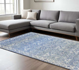 9' X 12' Blue And Grey Oriental Power Loom Stain Resistant Area Rug - Homeroots - Flyclothing LLC